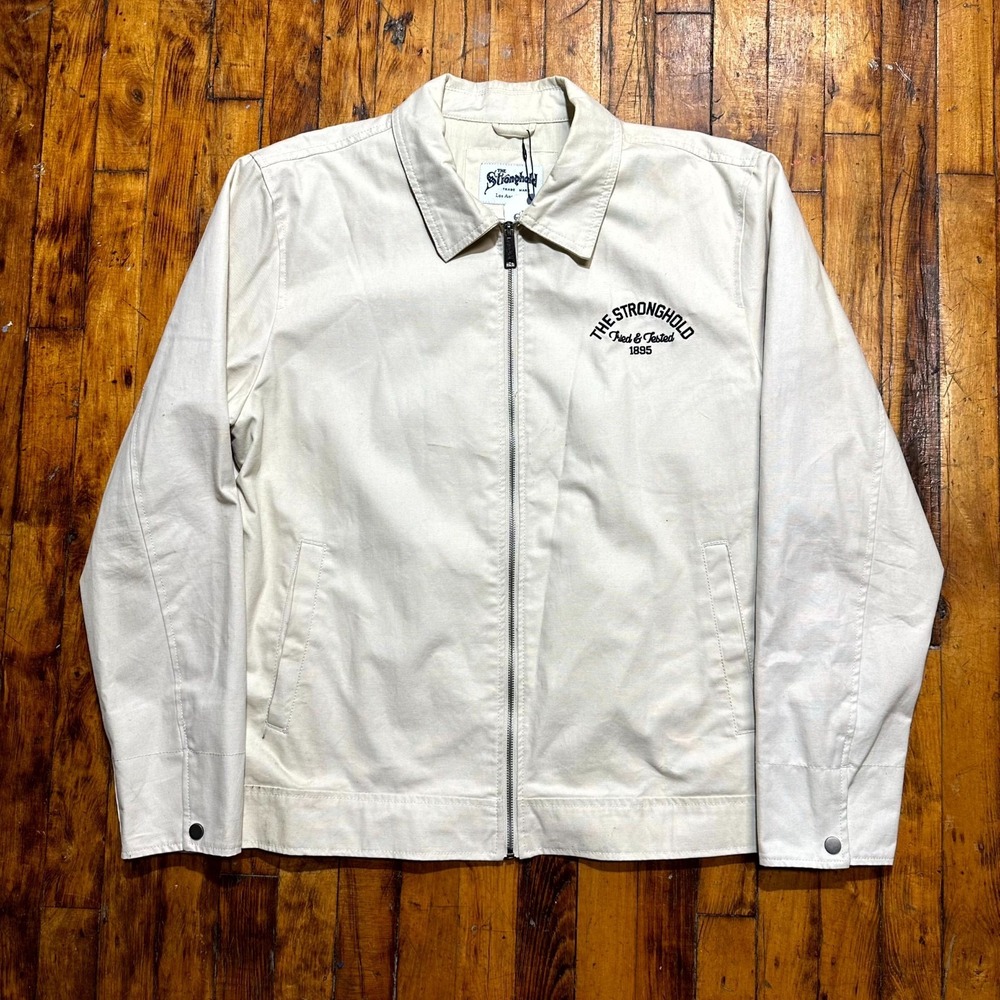 The Stronghold 1895 Canvas Jacket Men's XL Cream Embroidered Full Zipper Outdoor